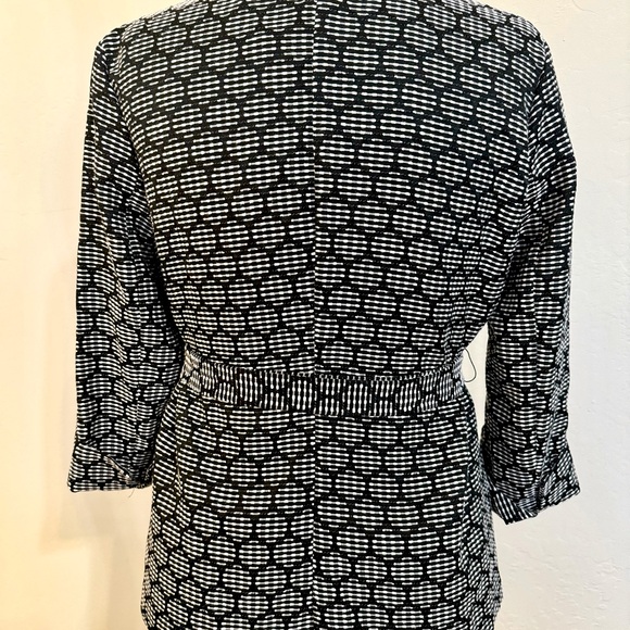 Peck & Peck Black and White Geometric Pattern Front Tie 3/4 Sleeve Jacket NWT - Picture 2 of 10